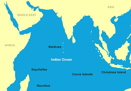 indian ocean islands region map